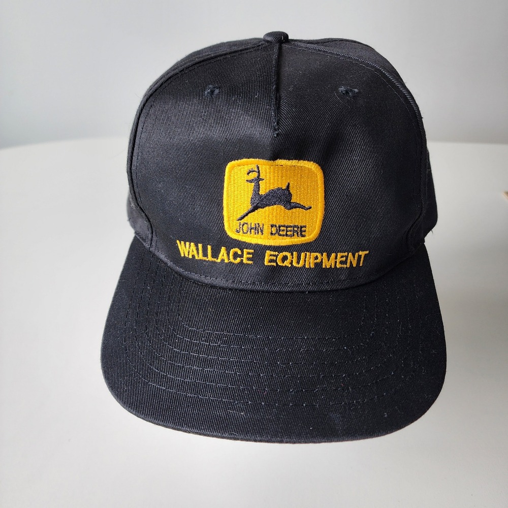 John Deere Wallace Equipment Cap‎ Black Embroidered Logo Farm Trucker Hat